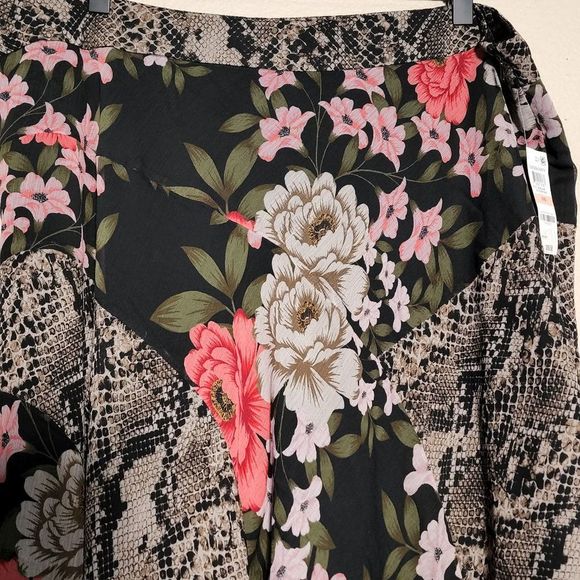INC Womens Floral Blossom Snake Print Uneven Plus Size Skirt NWT - Picture 4 of 12